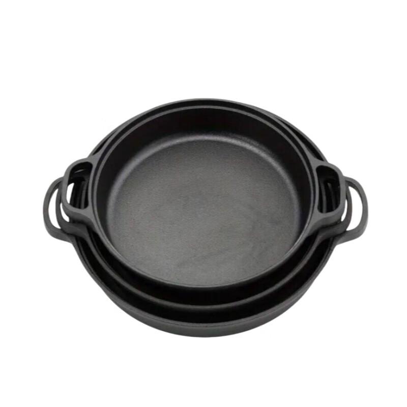 Lilang 33cm Deep Cast Iron Frying Pan with Wood Lid