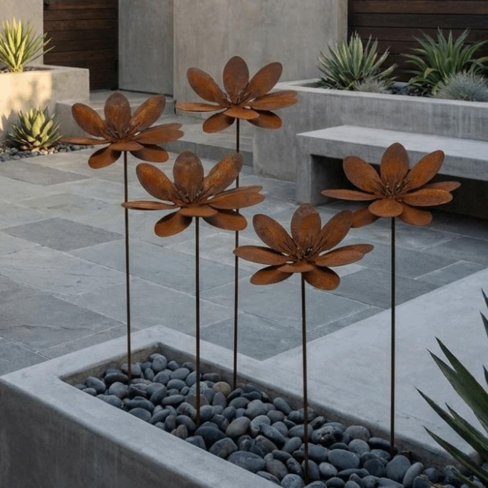 Cast Iron Flower Garden Stake Vintage Rustic Plant Stakes Landscaping Flower Yard Art Decor  Yard