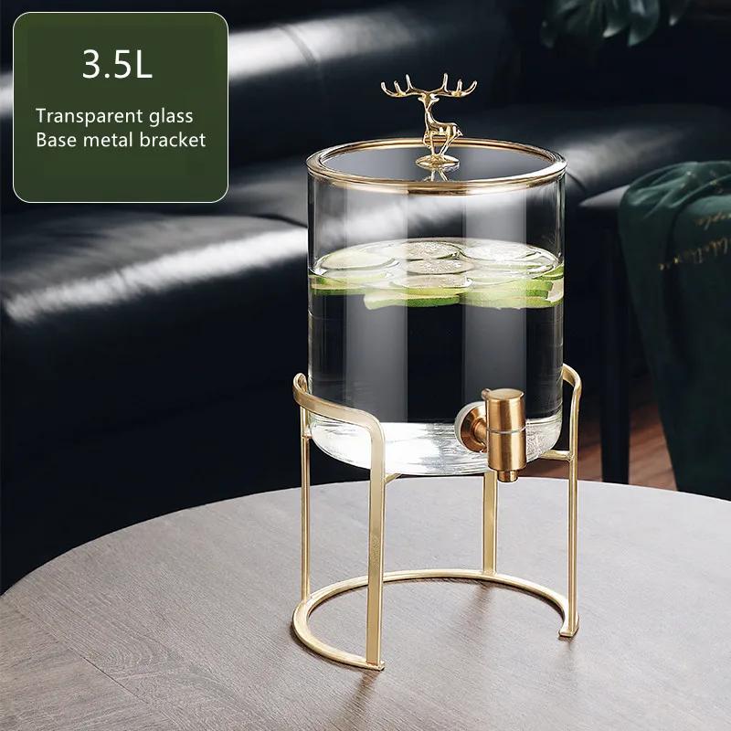 Glass Cold Water Kettle with Faucet Beer Barrel High Temperature Resistant Teapot Modern Domestic Kettle Beverage Bucket