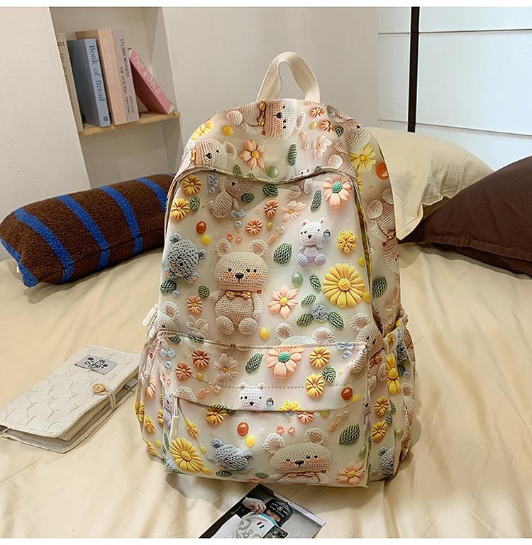 School Bag High Value Printing Cartoon Back Large Capacity Junior High School Students Cute Casual Light Versatile