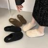 Foreign style, fashionable and versatile, lazy flat-bottomed fluffy shoes for women in autumn and winter 2025, new outer wear bag head cotton slippers