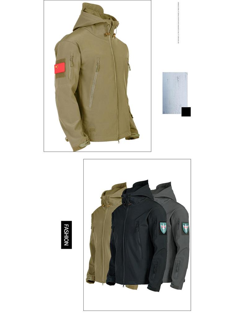 Warm Windbreaker Jacket - Available In Military Green, Black, and Khaki for Spring and Autumn Outdoor Wear.