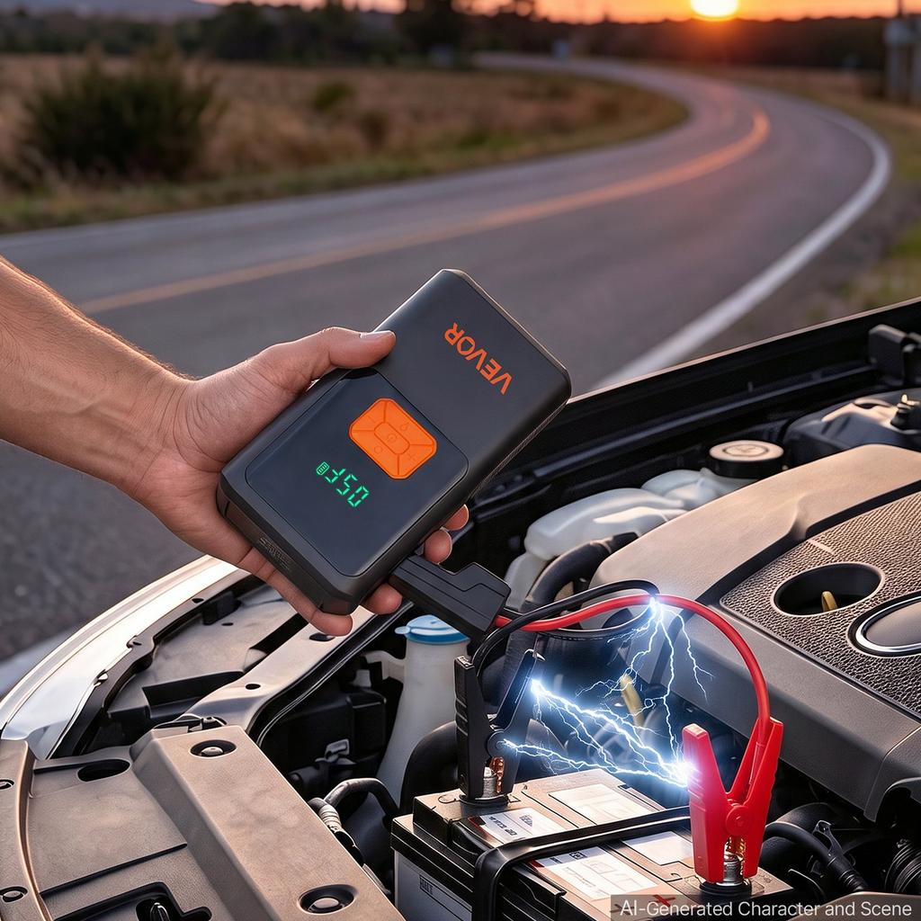 Jump Starter with Air Compressor 4000A Peak Car Battery Jump Box, Portable for 9.0L Gas / 8.0L Diesel, 150 PSI Auto-Shutoff Tire Inflator, Power Bank,