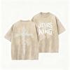 Asian Size Jesus Is King Cross Graphic Washed T Shirt Vintage Distressed Oversized Short Sleeve Streetwear Tee