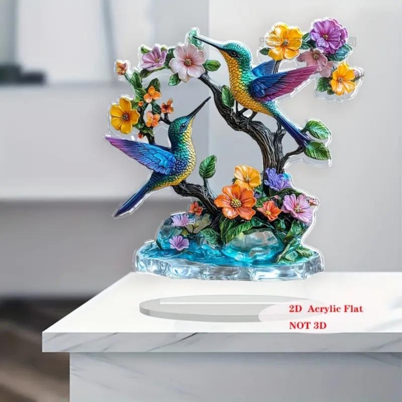 Acrylic Flower Branch Bird Statue Figurines Table Centerpieces Animal Figurines Sculptures Table Ornament Home Decors