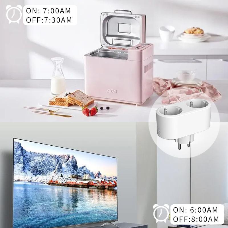 EU WiFi Smart Plug Socket Voice Control Home Appliances Power Monitor Timing Outlet Works with Alexa/Google Assistant