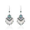 Red Retro Tassel Water Drop Earrings with Diamonds – Chinese Style for Women
