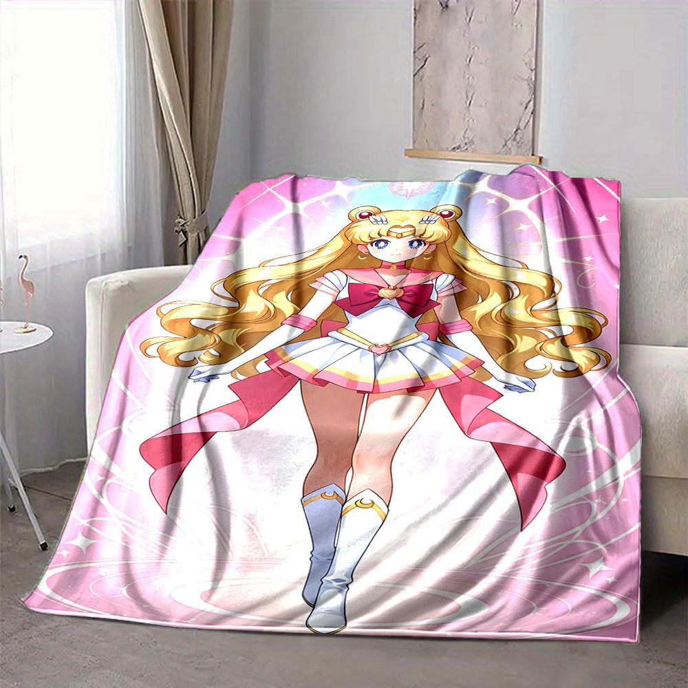 1pc Sailor Moon Flannel Blanket [Cozy Throw Blanket] For Sofa, Bed, Travel, Camping, Livingroom, Office, Couch, Chair, And Bed