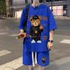 Hong Kong Style Men's Cartoon Short-Sleeve & Shorts Sports Casual Set