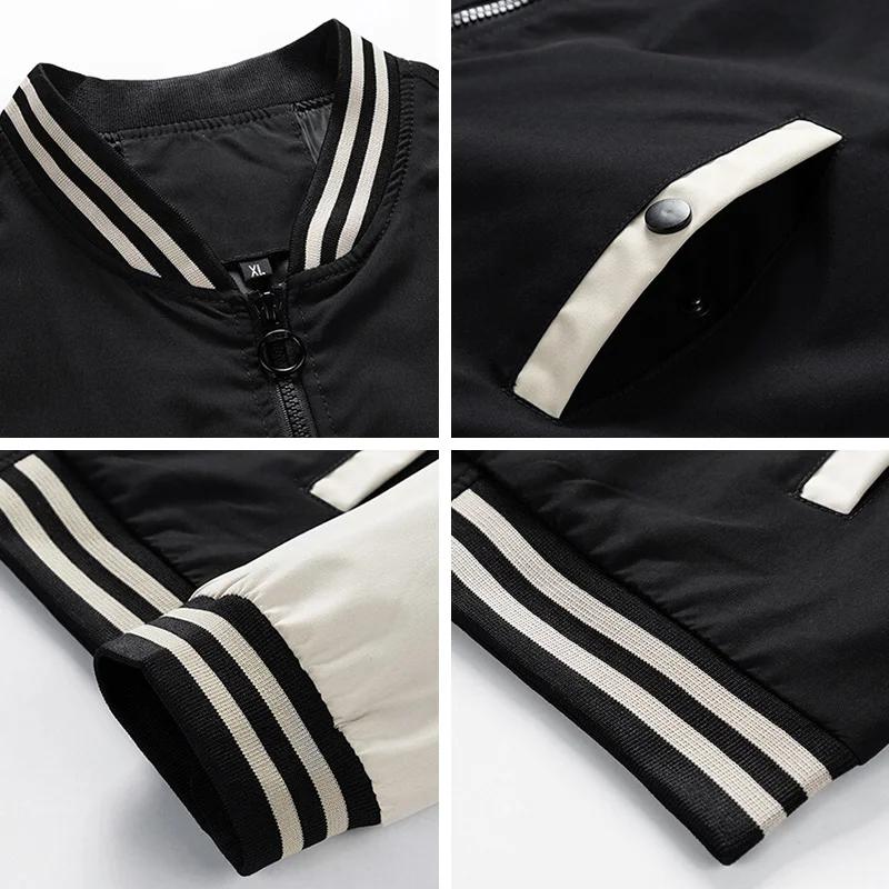 Spring Autumn Men Baseball Jacket Stand Collar Korean Style Casual Jackets and Coats Male Slim Fit Bomber Jacket 5XL