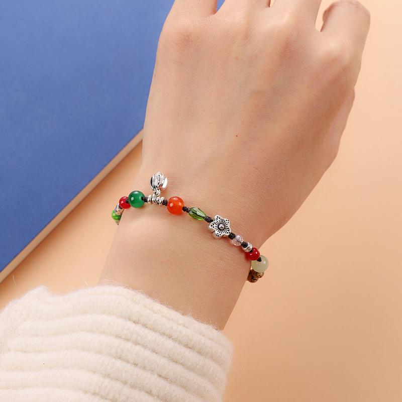 BLINGBAY Damska Bransoletka Styl Retro Chińska Bransoletka Nisza Literacka Prosty Splot Etniczny Styl Bransoletka Akcesoria Prezent