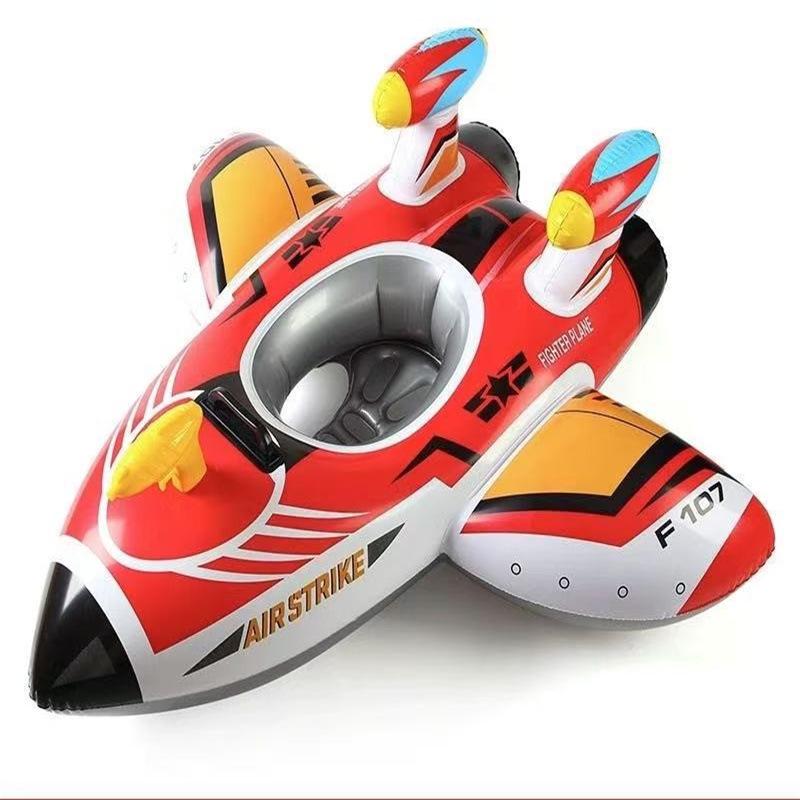 Inflatable Airplane Water Gun Seat Ring for Kids: Cartoon Design for Outdoor Parent-Child Fun