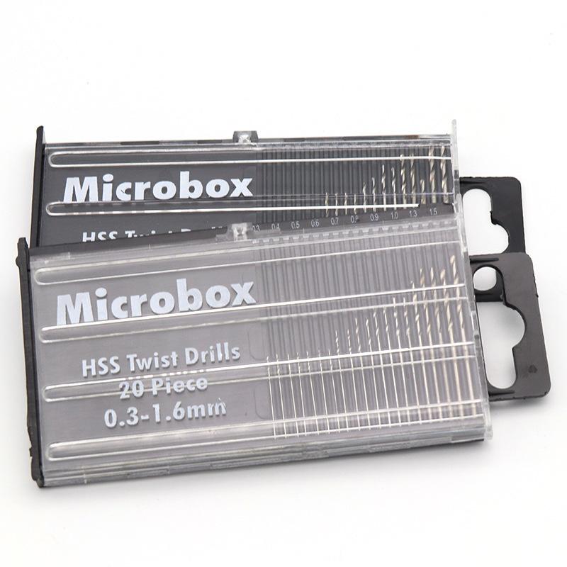 20Pcs/set 0.3mm-1.6mm Mini High Speed Steel Twist Drill Bit Set Micro HSS Drill Bit Set with Case.