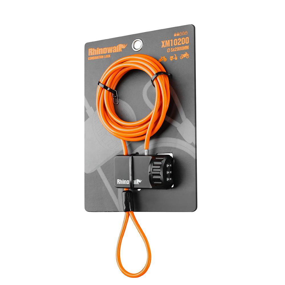 

Rhinowalk Bicycle Lock 200cm Anti-Theft Wire Combination Lock For Motorcycle Tail Bag & Skateboard & Scooter Cycling Accessories Lock-1