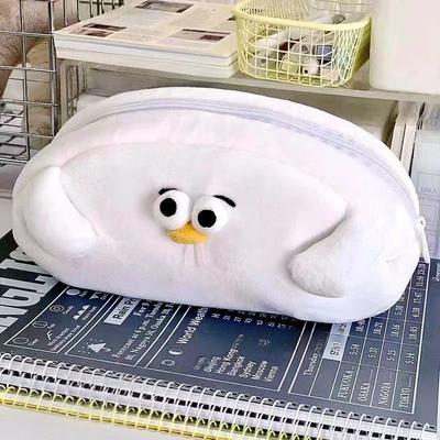 Ins Adorabile Astuccio di Peluche Gabbiano Bianco Carino Grande Capacità Studente Porta Penne Organizzatore di Cancelleria Kawaii Materiale Scolastico