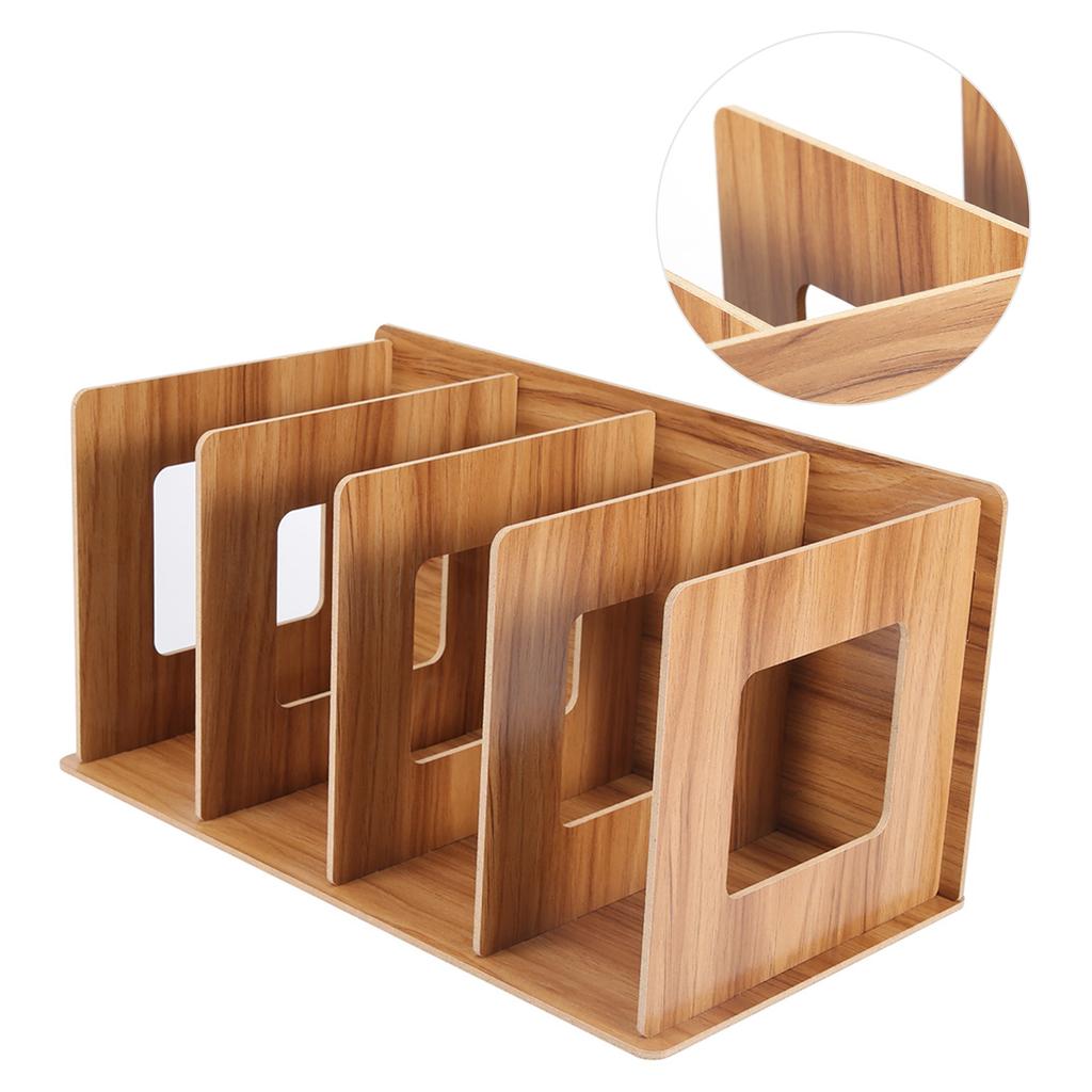 Wooden DIY Desktop Bookshelf Rack Books DVD Storage Magazine Holder for Students Kids Adult #02