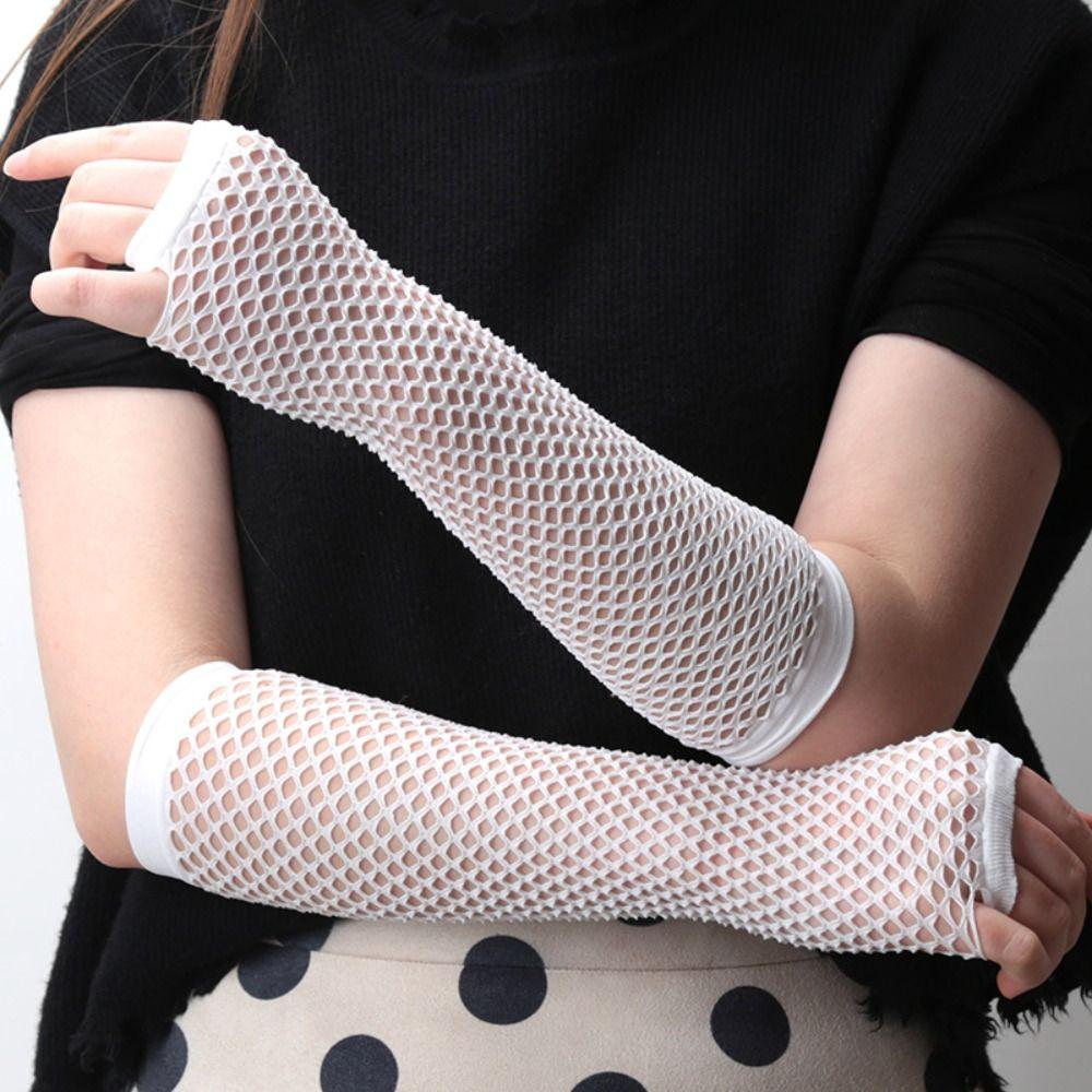 Stretch Fingerless Gloves Half Finger Girl's Long Gloves Arm Warmer Gloves Nightclub Party