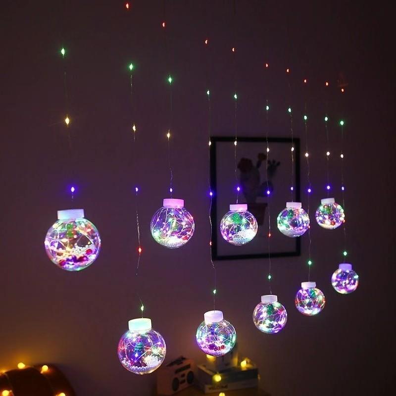 LED Santa Claus Wishing Ball Curtain Lights for Romantic Holiday Decorations and Store Window Displays