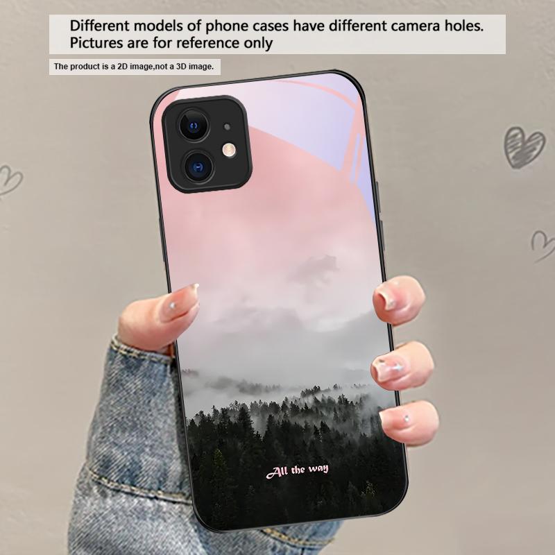 A Lush Forest of Leaves For iPhone 17 Air 16 E 15 Plus 14 Pro Max 13 12 Mini 11 5 6 7 8 Plus XR XS Max SE Black Glass Phone Case