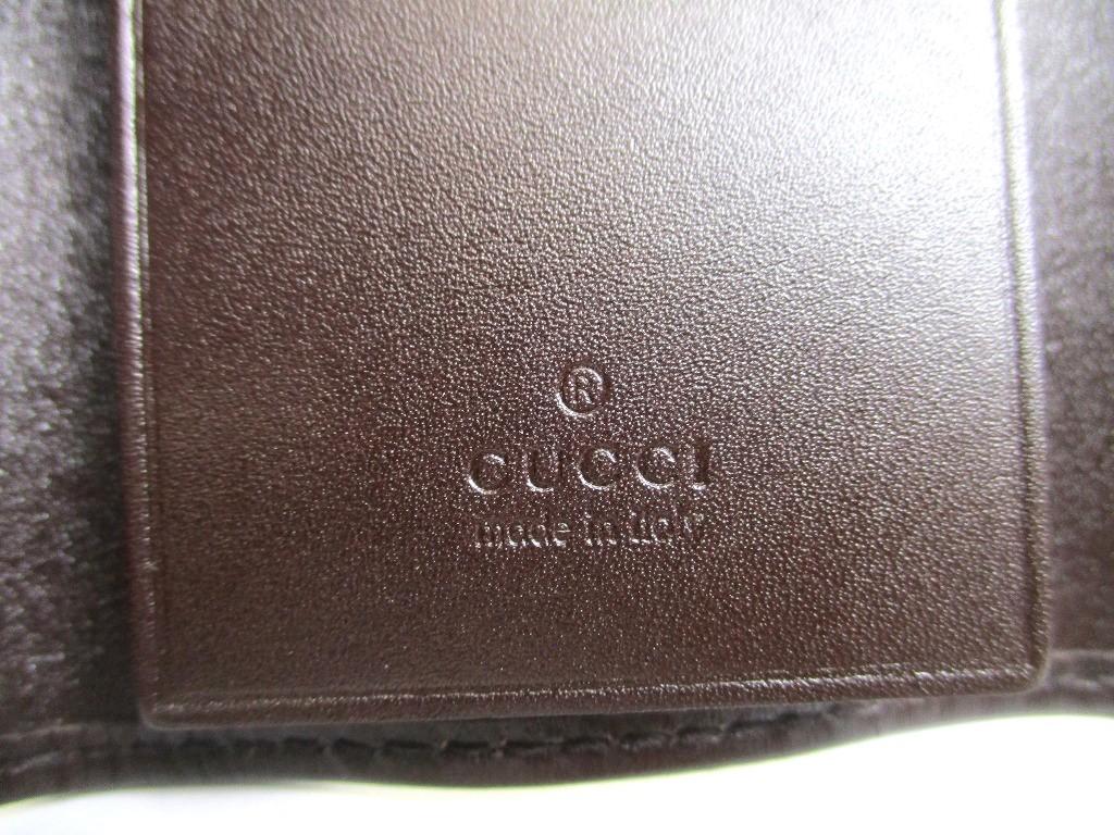 Authentic GUCCI GG Beige Canvas Dark Brown Leather 6 Pics Key Chain #b099  Open box
