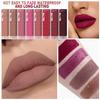 DUNUF 8-farbiger matter Samt glatter einfach aufzutragender quadratischer Tuben-Lippgloss wasserfester dreidimensional aufpolsternder Lippenstift