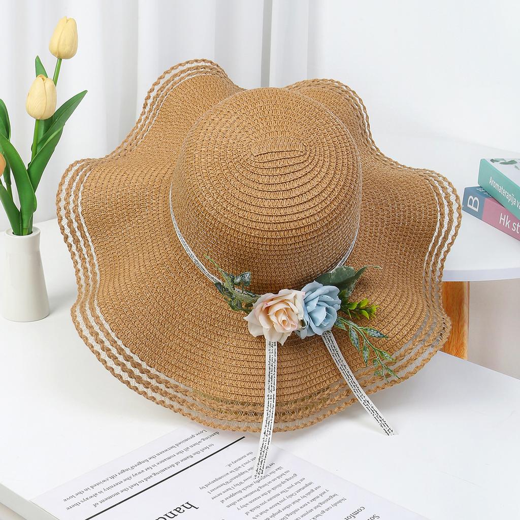 Lafite French big-brimmed beach hat seaside vacation sunscreen hat new hollow design sunshade straw hat women