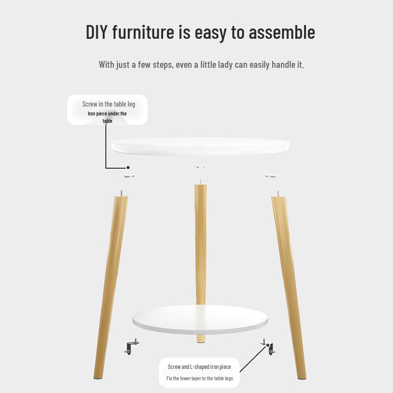 Compact Movable Sofa Side Table: Coffee Table & Storage Rack for Small Spaces, Bedroom, or Rental Room