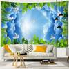 Landscape Tapestry Wall Hanging Sunny Scenery Blue Sky Love Heart Cloud Pigeon Beach Wall Tapestry Backdrop Wall Cloth Tapestry