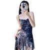 Summer Suspender Dress Women Wear Thin Versatile Short Skirt Pure Lust Hot Girl Cross Backless Irregular Print