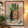 Nordic Woven Blanket Leopard Pattern Fringe Jacquard Throw Sofa Cover Decorative Tapestry Carpet Bed Blanket