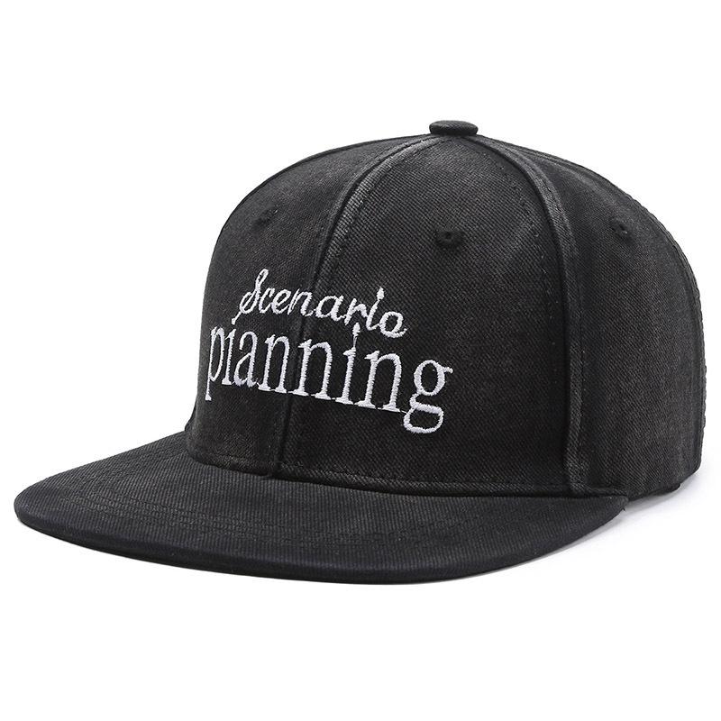 Embroidered Baseball Cap Retro Men Women Hip-Hop Cap Flat Brim Sun Hat