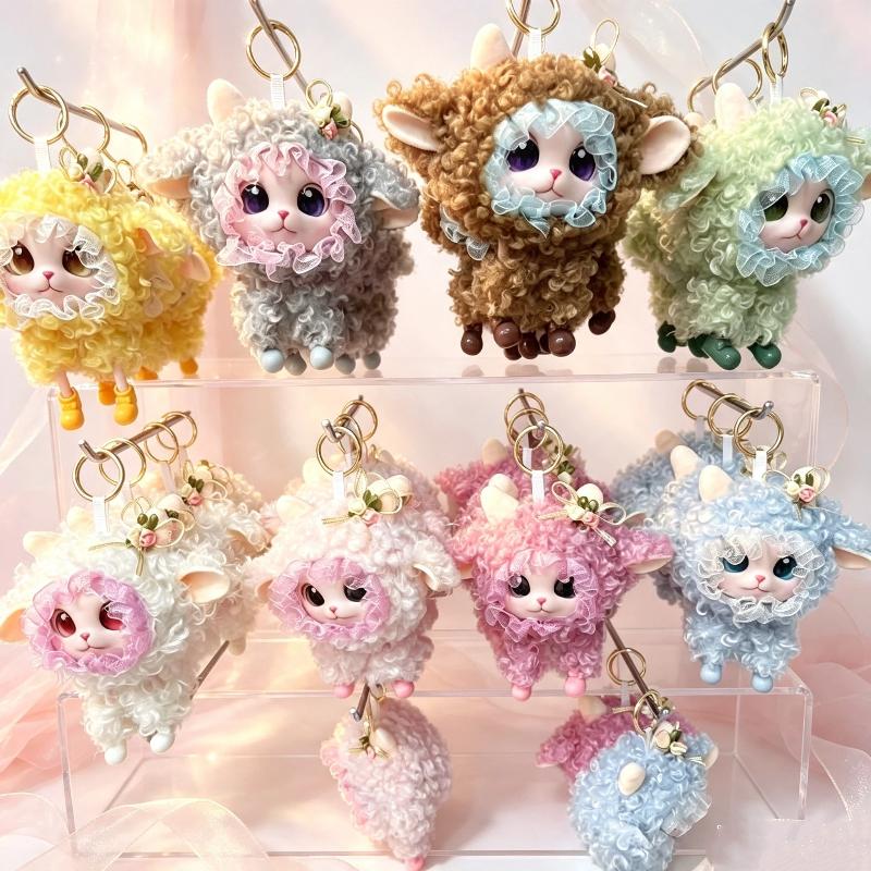 Cute Fluffy Lamb Plush Keychain Vinyl Doll Sheep Stuffed Backpack Pendant For Girls And Collectors Birthday Gifts