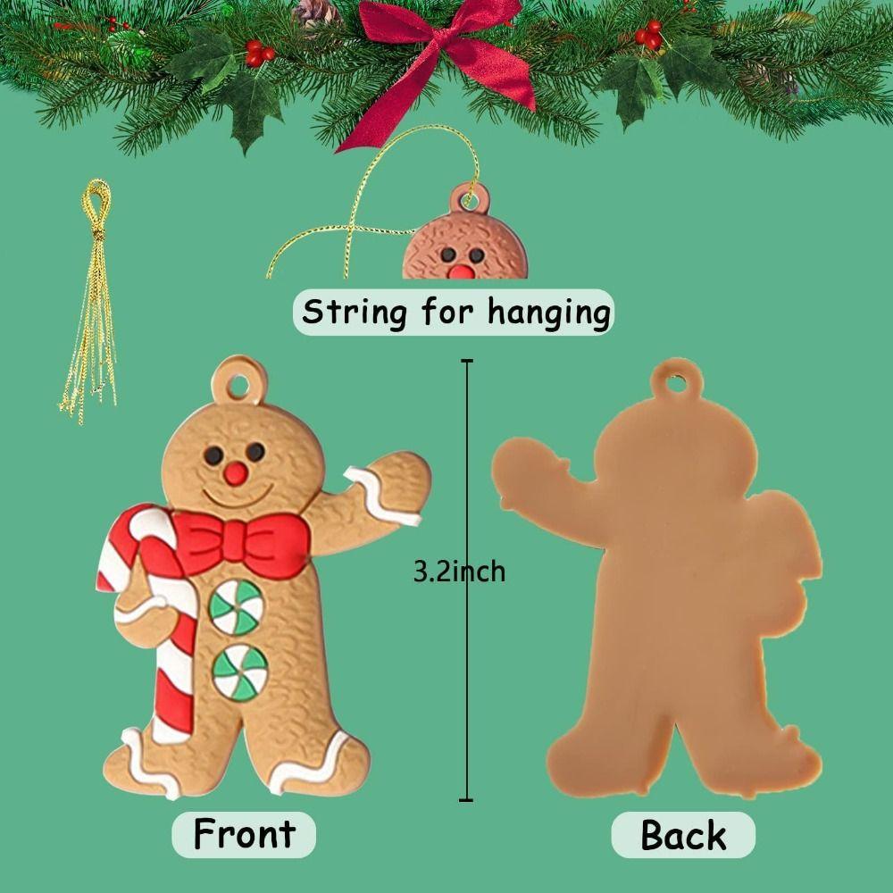 12pcs New Gingerbread Man Christmas Tree Hanging Pendant Wooden Funny Xmas Tree Ornament Home Decoration Kid Gift New Year Decor