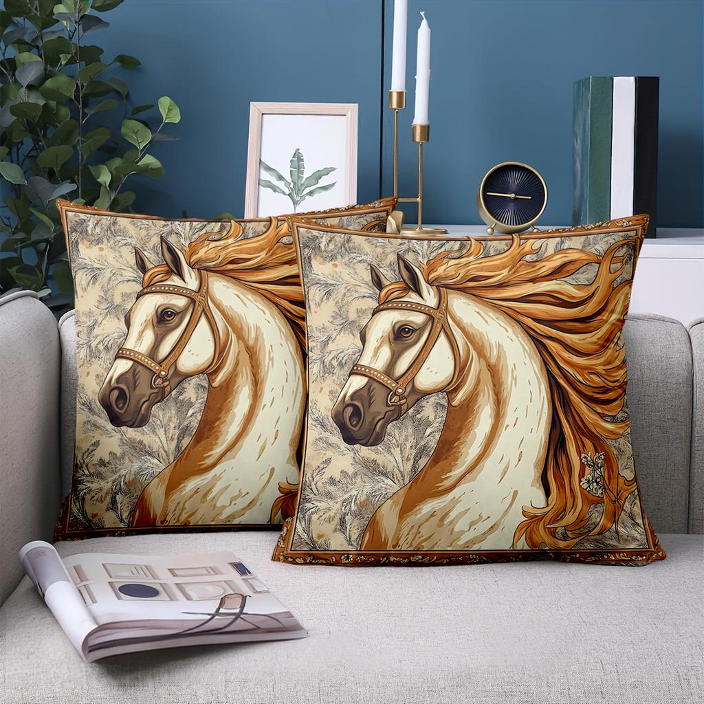 1 Pieces Beautiful Horse Pattern Decorative Cushion Pillow Polyester pillowcase, sofa decorative cushion cov Headboard Pillow
