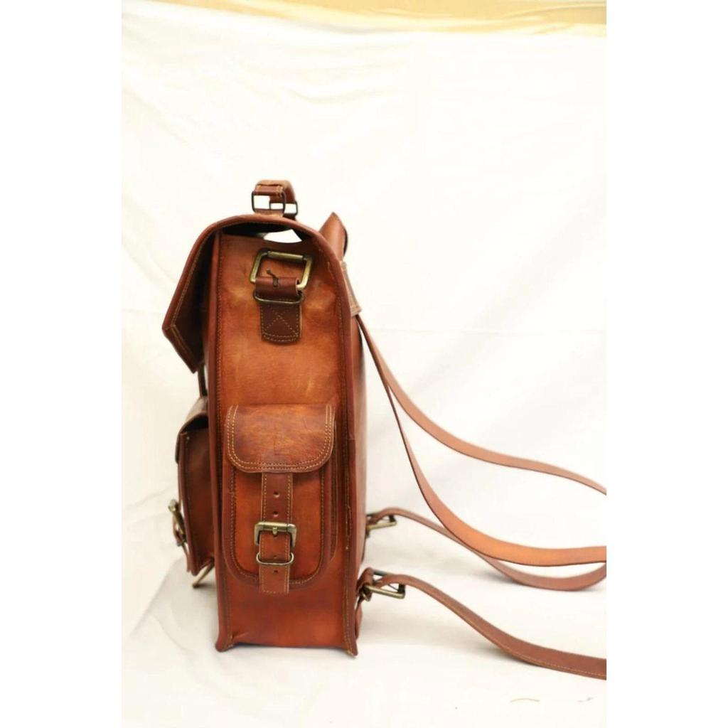Leather Backpack Bag Laptop Vintage Genuine Rucksack Travel Men's