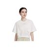 Solid Color Loose Breathable Sports Casual High Waist Round Neck Short Sleeve Drop Shoulder T-Shirt Women Tops Sail-White HF6176133