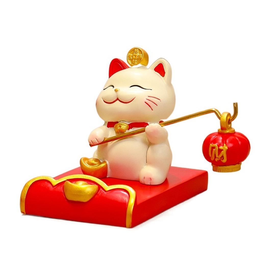 Chinese Style Lucky Cat Phone Holder Cute Cell Phone Bracket  Living Room Decoration