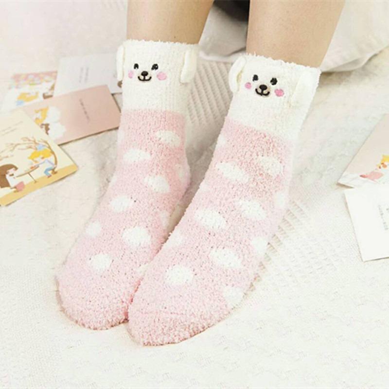 Winter Coral Fleece Cartoon Circle Socks for Ladies - Christmas Homewear Socks with Thick Padding - Christmas Limited Edition