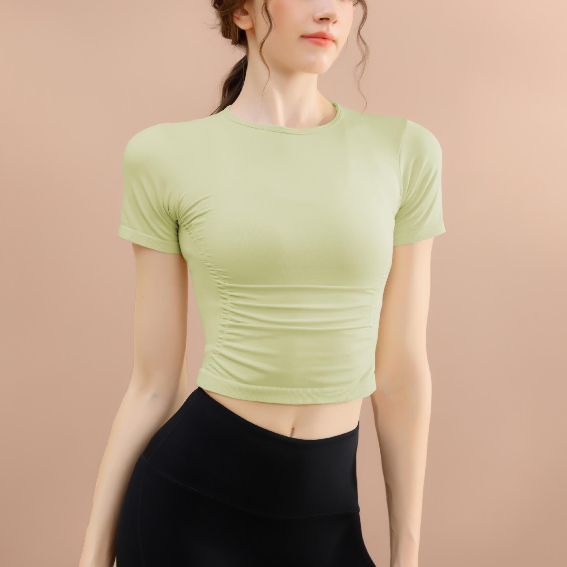 

Женский топ с коротким рукавом и круглым вырезом для йоги и фитнеса Large зелёный