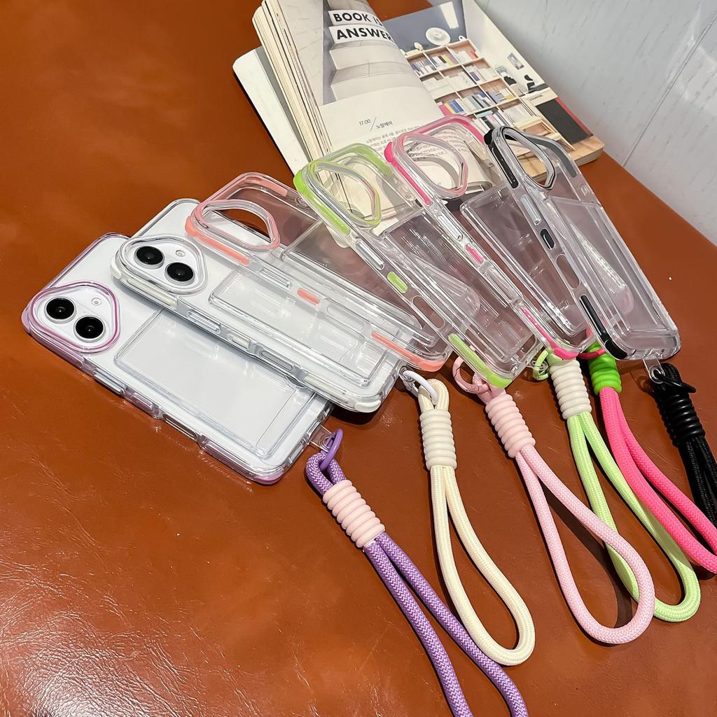Candy Card Bag Is Suitable for iPhone16promax Lanyard Mobile Phone Case Apple 15 Transparent Non-yellow 14 Anti-drop Cover