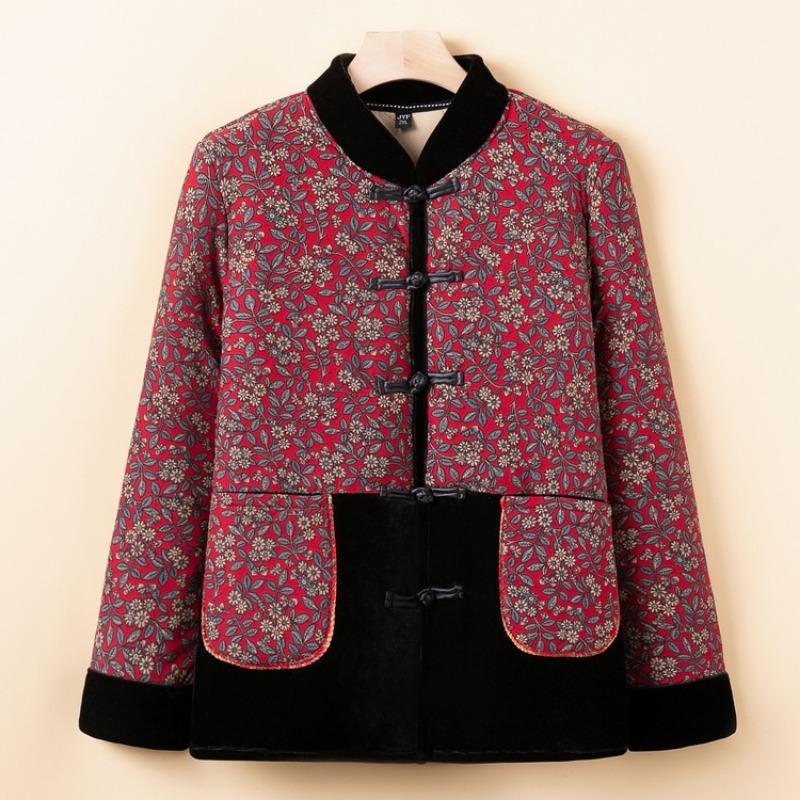 New Chinese thermal jacket grandma camel down padded jacket old lady clothes old man winter padded clothes female mother