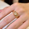 Fashion Light Luxury Sugar Cube Diamond Ring Vine Winding Square Diamond Flower Ring Niche Design High Carbon Diamond Colored Treasure Ring Woman