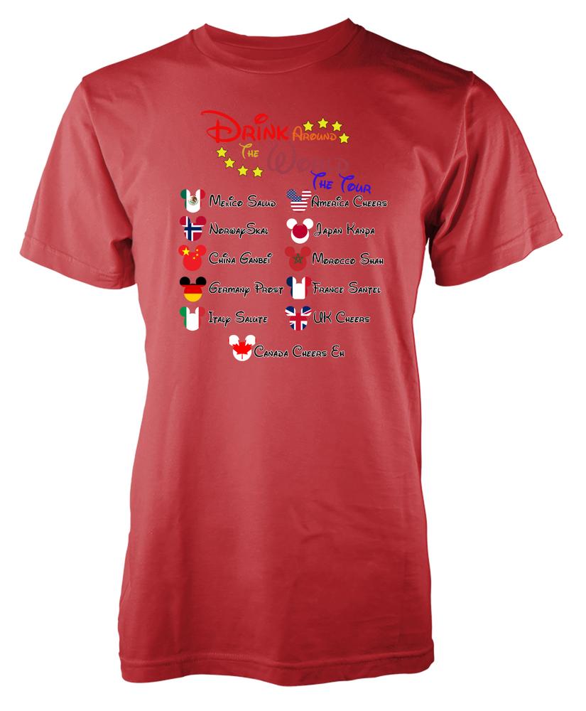 Bnwt Adult TShirt Epcot Country Mickey Drinking Around The World Tour S