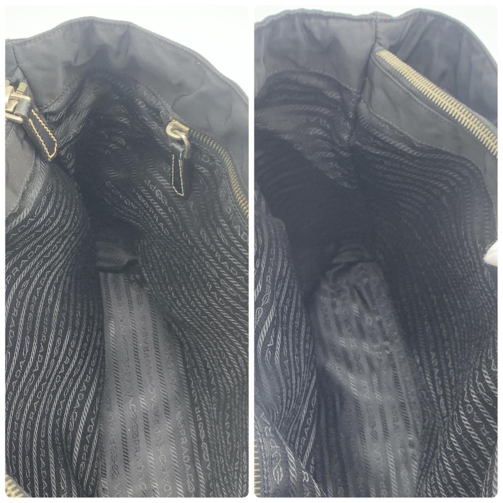 PRADA Tessuto Nylon Hand Tote Bag Shoulder Bag Triangle Logo Plate Silver Hardware Saffiano Leather Black A4 Size