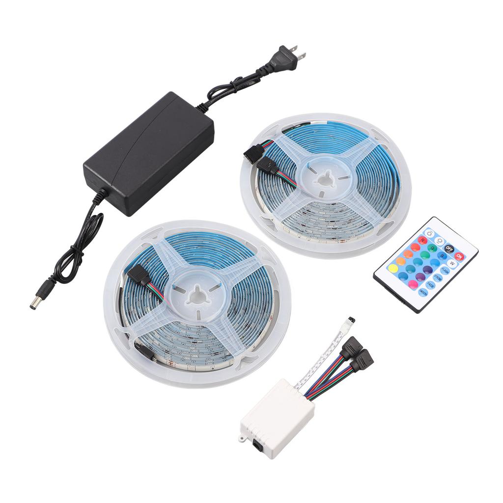 2 BUC Benzi Luminoase LED 16.4ft 12V 5050 RGB Impermeabile cu Schimbare de Culoare Lumini LED Tip Frânghie cu 24 de Taste