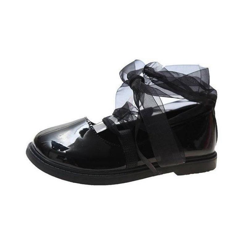 

Summer leather shoes women s spring new versatile black strap-on shoes 35