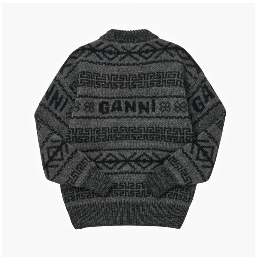 Ganni K2175 220 Graphic Logo LambSwool Women S Knit