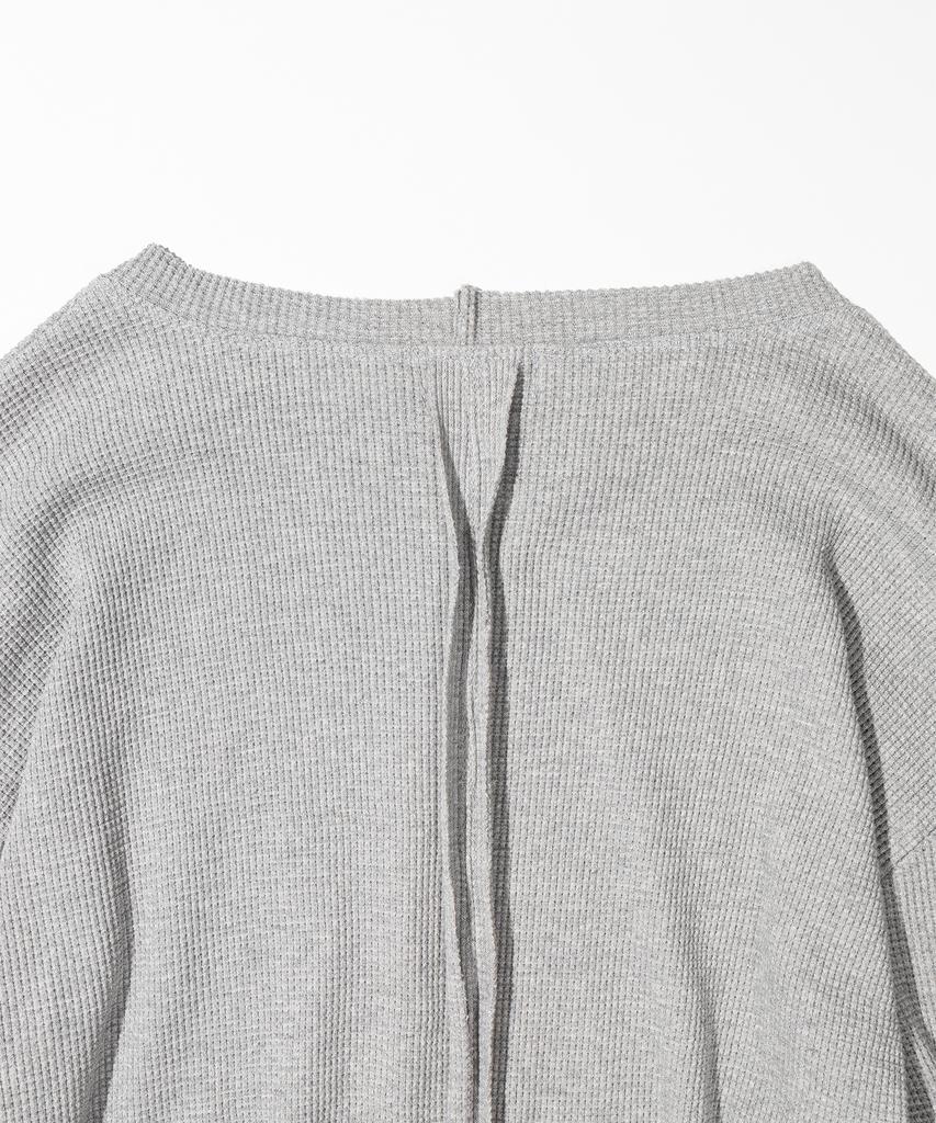 Mass Known Waffle Cut Divide Boat Neck Long Sleeve Mssls002-Gy