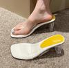 Fashion Summer Women Pumps Sandals Jelly Slippers Sexy Open Square Toe High Heels Women Transparent Slippers Shoe Heel Clear Sandals
