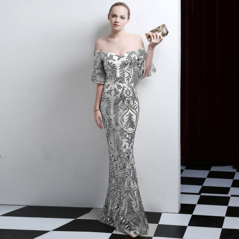 

Платье в придворном стиле для длинного свидания в ночном клубе, свадебное платье Silver XL